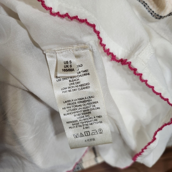 Anthropologie Lottie Embroidered Mini Dress Pleat Ivory Long Sleeve Gold - Picture 15 of 16